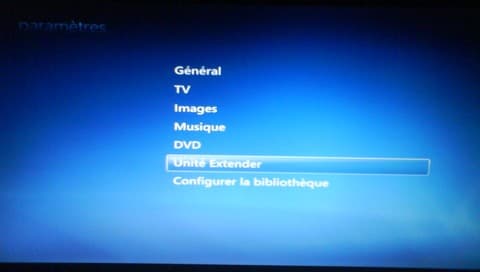 Windows Media Center paramètres