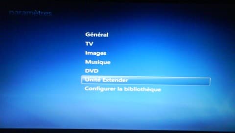 Windows Media Center paramètres