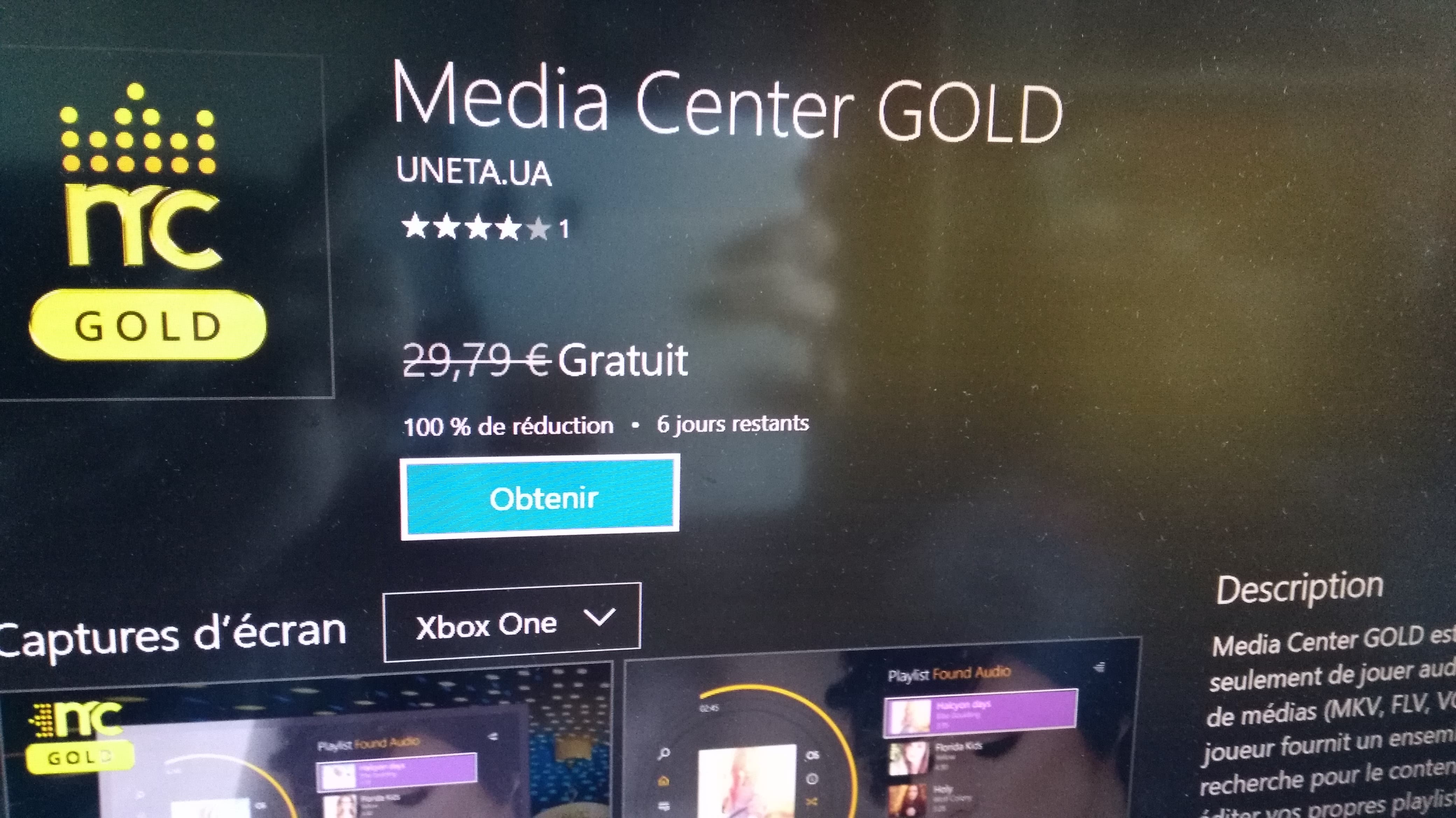 Media Center Gold sur Xbox One